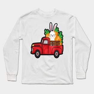 Easter Bunny Carrot Red Truck Long Sleeve T-Shirt